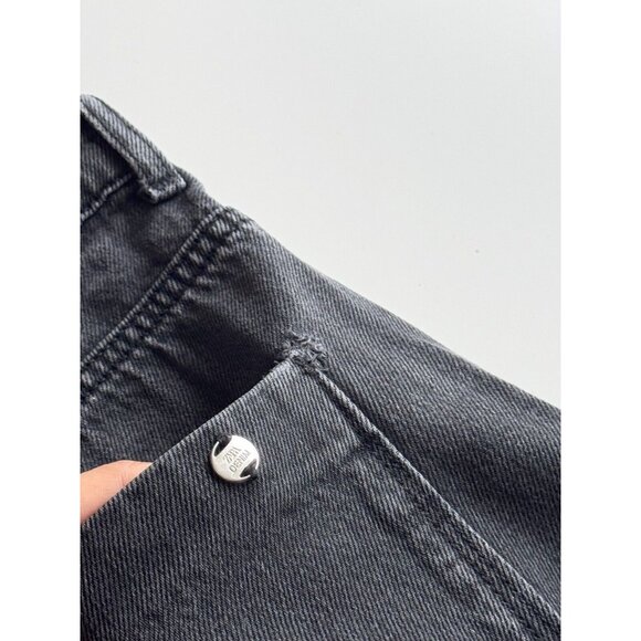 ZARA Vintage Black Denim High Rise Loose Wide Leg Ankle Jeans, Size 6/28 - Picture 7 of 11